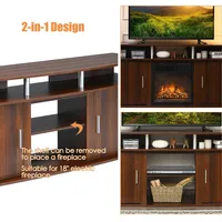 63''tv Stand Entertainment Console Center W/ 2 Cabinets Up To 70''walnut