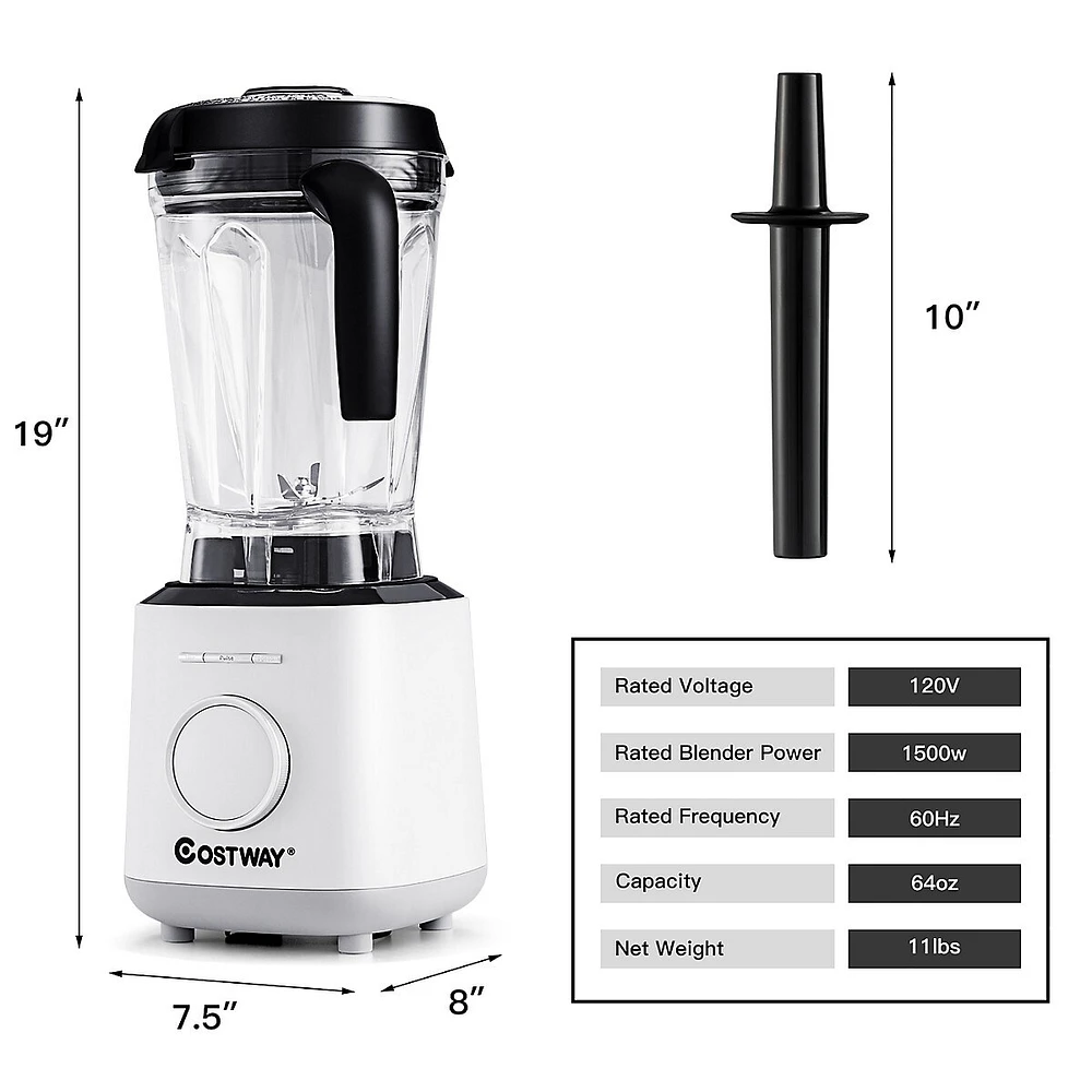 Costway 24 oz. Single Speed Black 1000-Watt Portable Blender 6