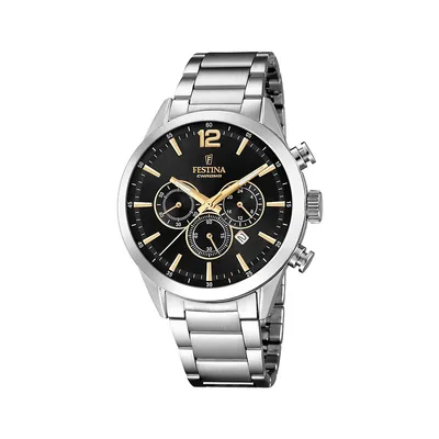 Timeless Chrono Stainless Steel Watch In Silver