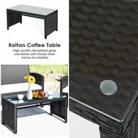 8pcs Patio Rattan Furniture Conversation Set Cushioned Sofa Table Garden