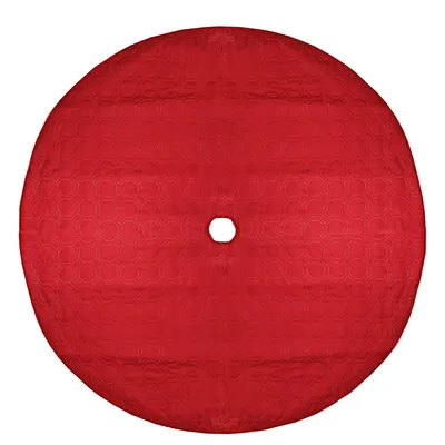 48" Red Quilted Christmas Hexagon Tree Skirt With Velvety Trim