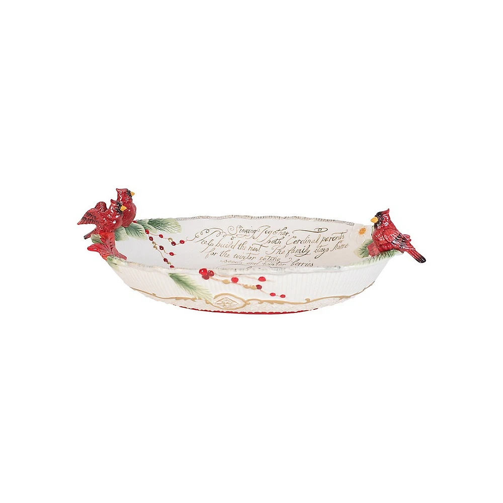 Cardinal Christmas Centerpiece Bowl