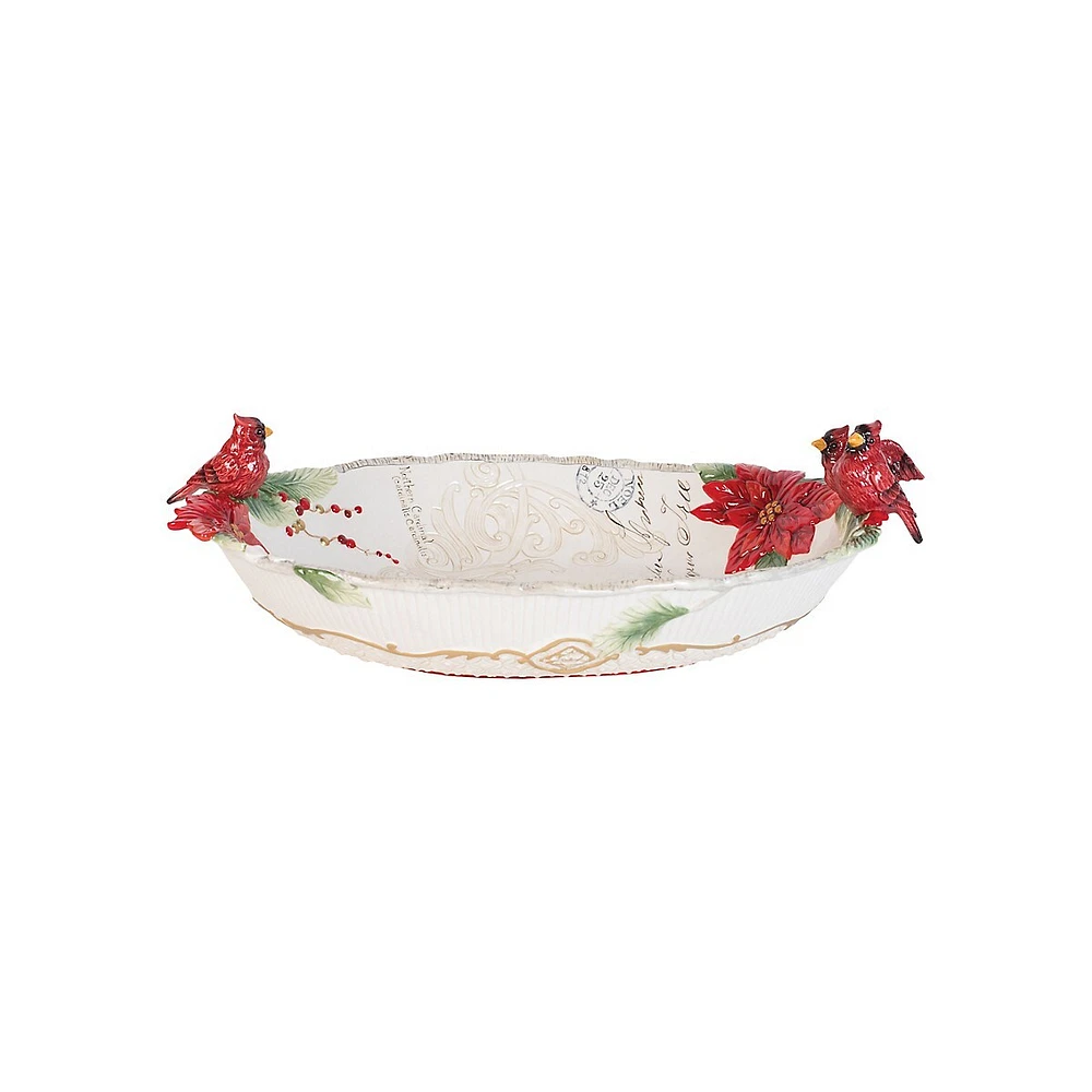 Cardinal Christmas Centerpiece Bowl