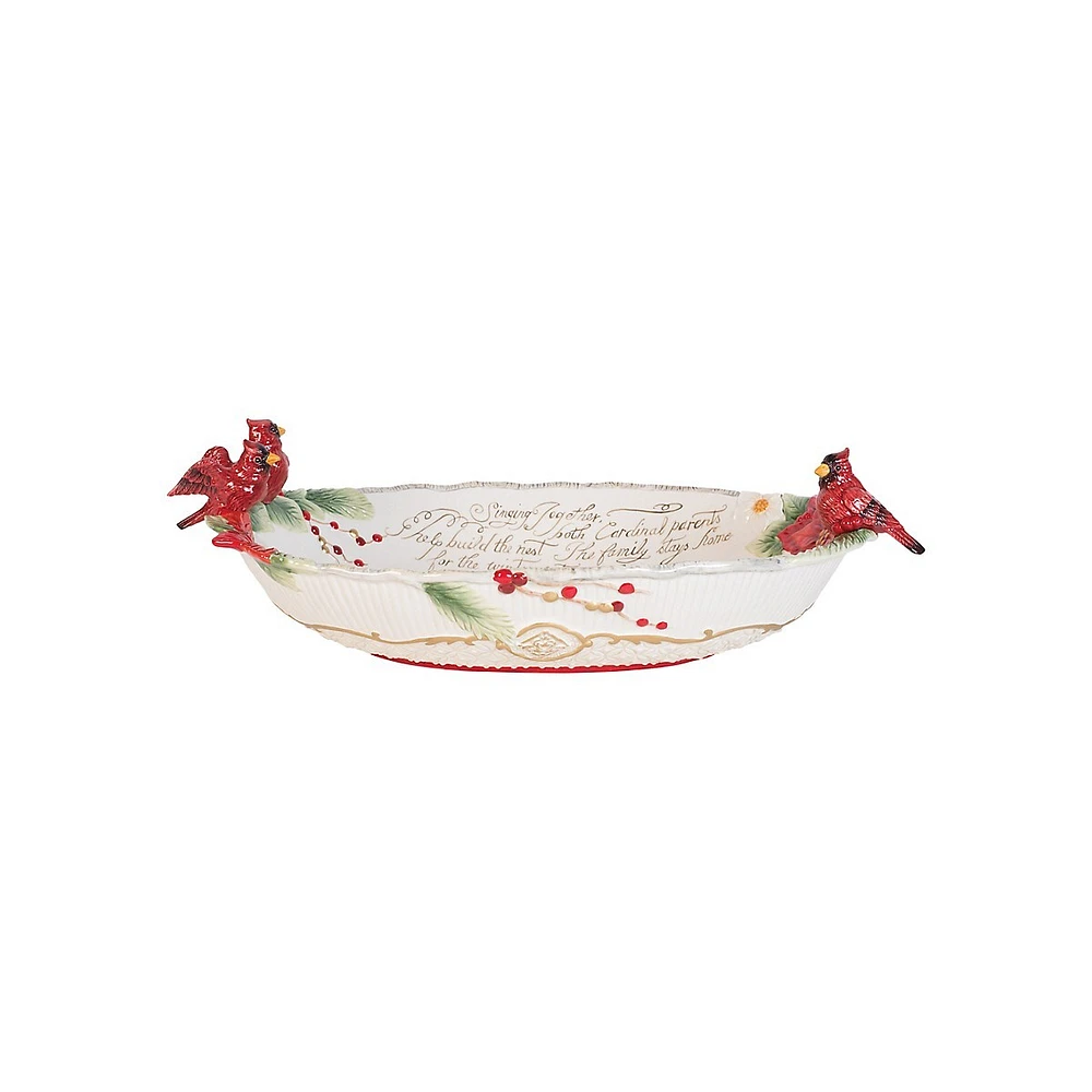 Cardinal Christmas Centerpiece Bowl