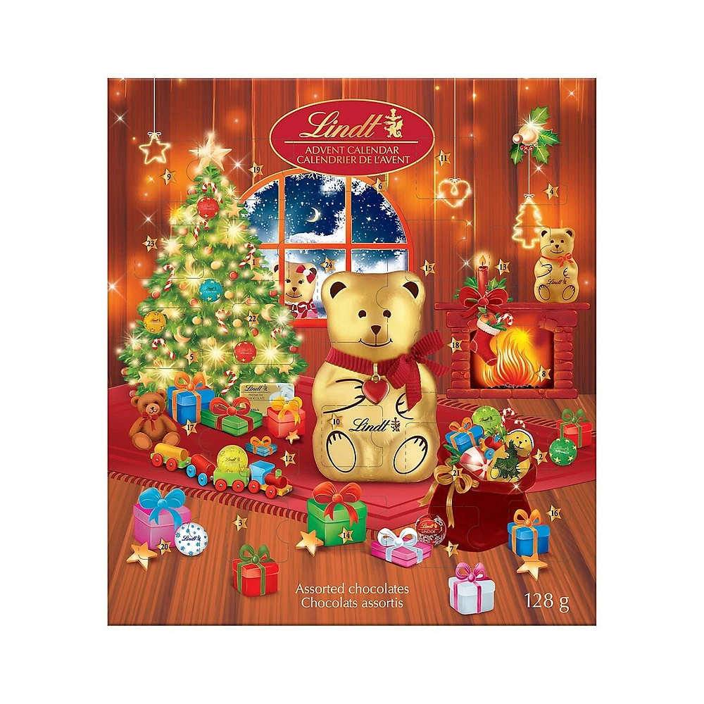 Calendrier de l'avent de chocolat au lait avec assortiment d’oursons