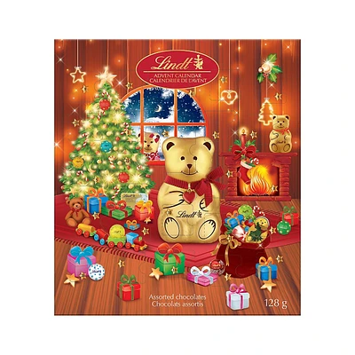 Calendrier de l'avent de chocolat au lait avec assortiment d’oursons