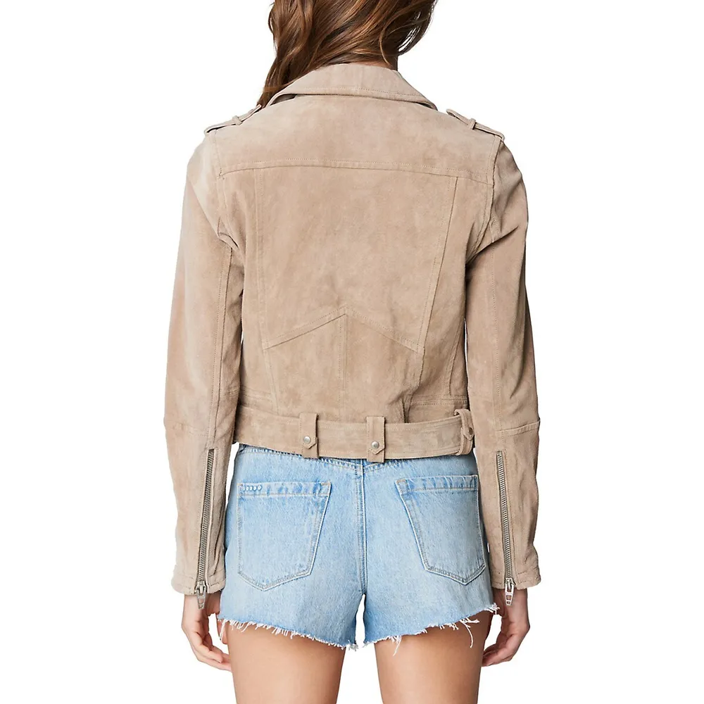 Suede Cropped Moto Jacket