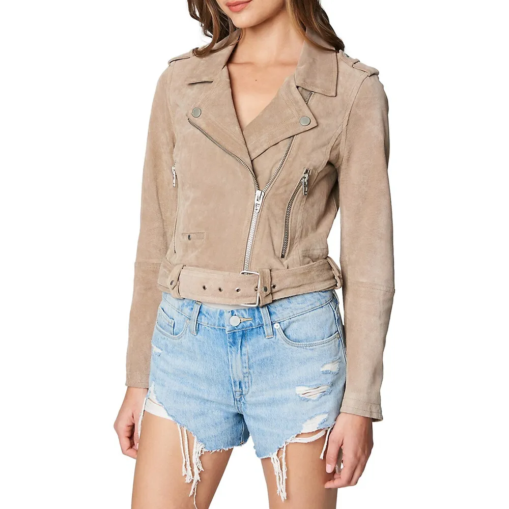 Suede Cropped Moto Jacket