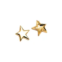 Charm Dia 14K Goldplated Star Stud Earrings