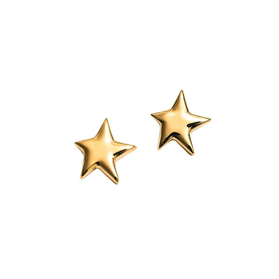 Charm Dia 14K Goldplated Star Stud Earrings