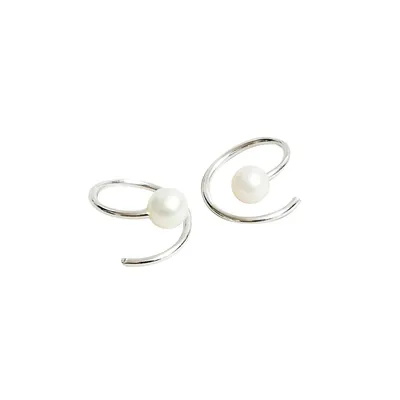 Boutons d'oreilles en spirale en argent sterling avec perles d'eau douce de 5 MM Core