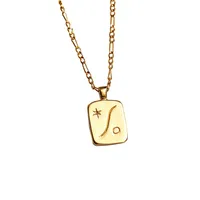 Core Serene 14K Goldplated Engraved Pendant Figaro Chain Necklace