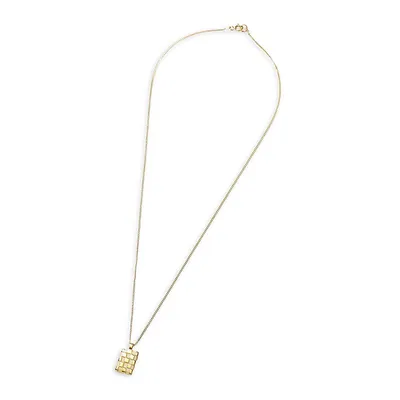 Checkered 14K Goldplated & Resin Pendant Penny Necklace