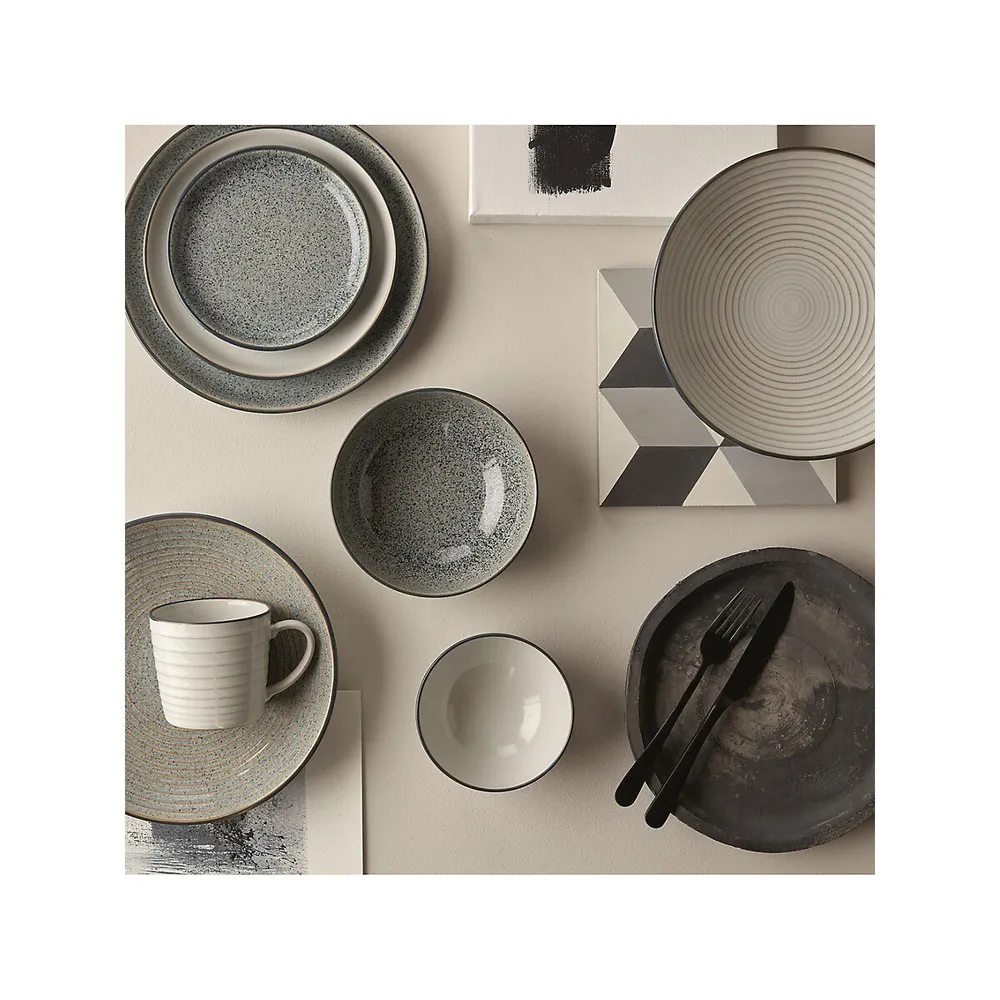 Studio Grey Stoneware 4-Piece Coupe Salad Plate Set