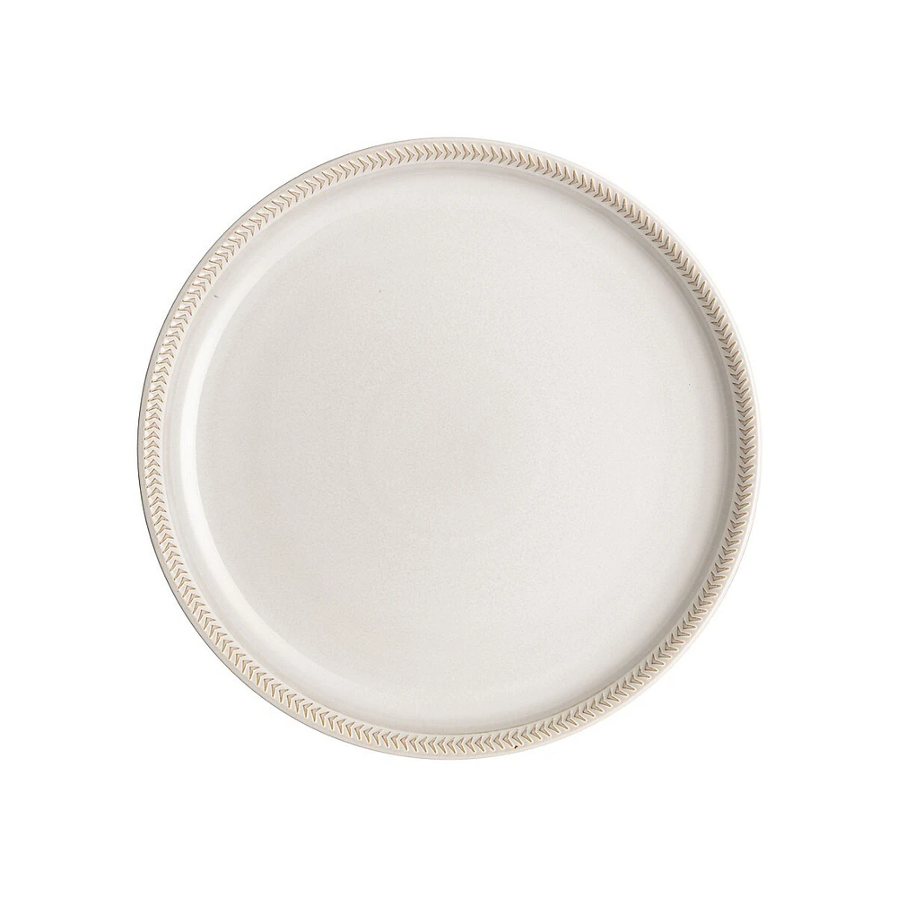 Natural Canvas Chevron Stoneware Coupe Dinner Plate