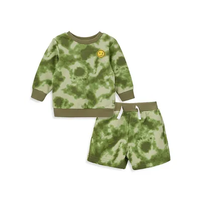 Little Boy's 2-Piece Tie-Dye Sweatshirt and Shorts Set