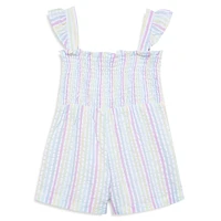 Barboteuse à smocks en seersucker pour bébé fille