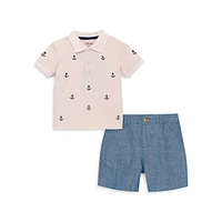 Ensemble polo Anchor et short en chambray pour bébé garçon