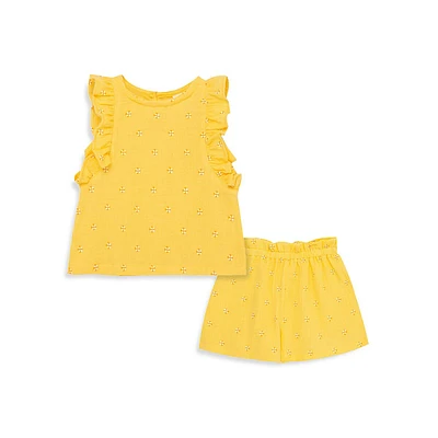 Baby Girl's Ruffled Sunny Gauze Top & Shorts Set