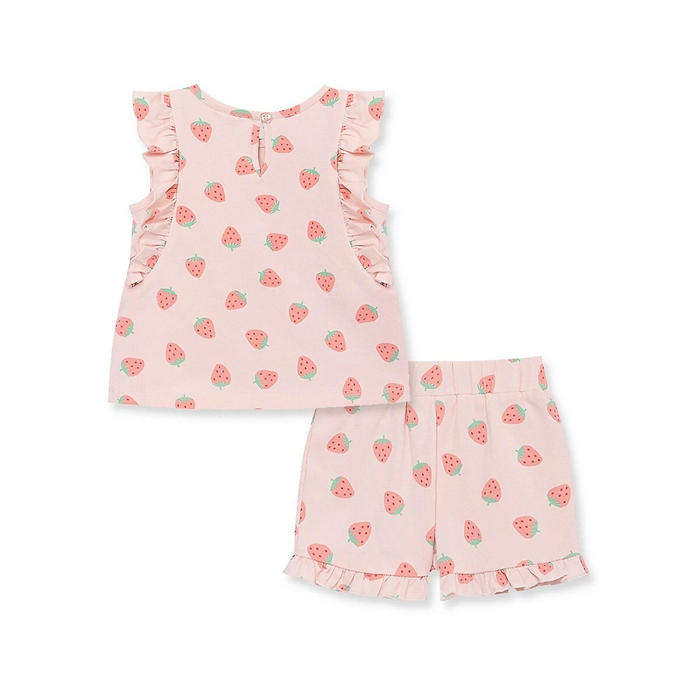 Baby Girl's 2-Piece Ruffled Sleeveless Strawberry Knit Playset