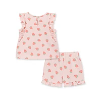 Baby Girl's 2-Piece Ruffled Sleeveless Strawberry Knit Playset