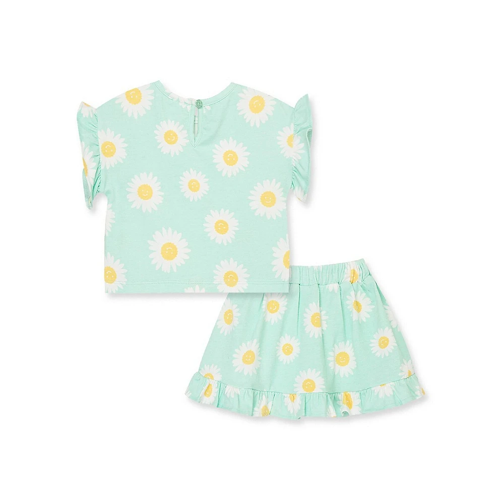 Baby Girl's 2-Piece Ruffled Daisy Skirt Playset