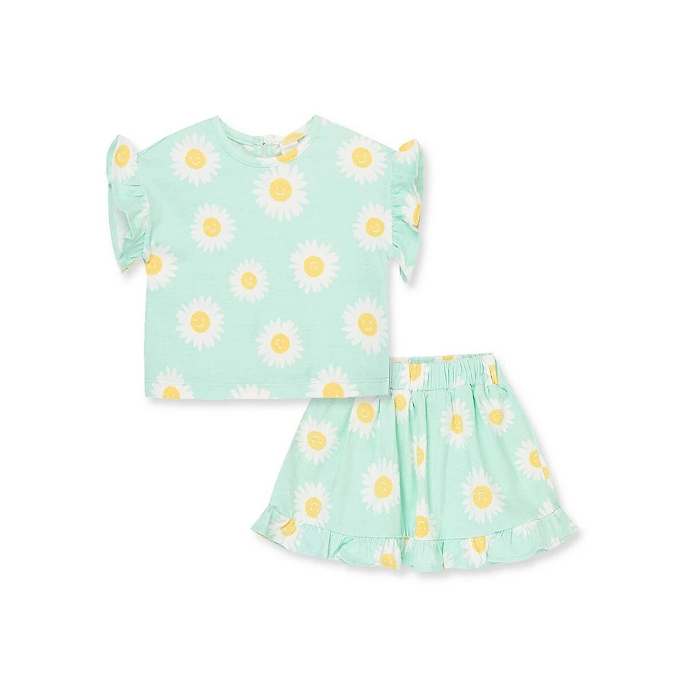 Baby Girl's 2-Piece Ruffled Daisy Skirt Playset