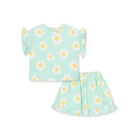 Baby Girl's 2-Piece Ruffled Daisy Skirt Playset