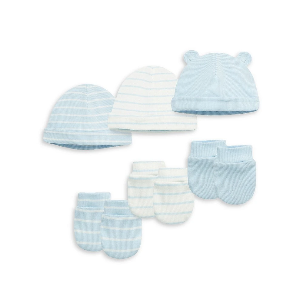 Baby's 6-Piece Organic Cotton Hat & Mitten Set