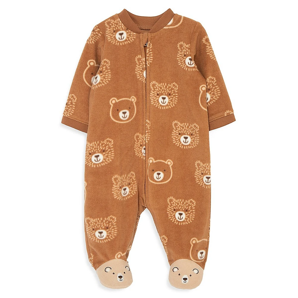 Baby Boy's Bear-Print Zip-Front Sleeper