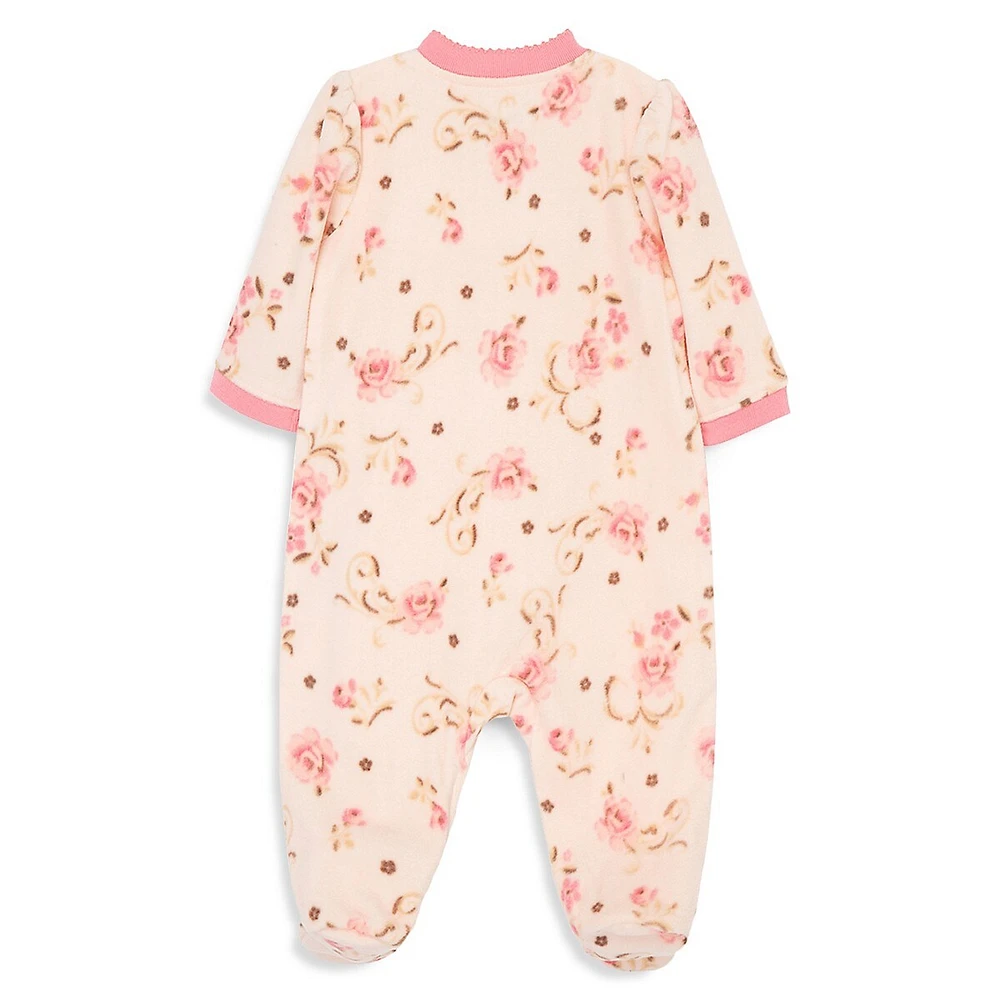 Baby Girl's Rose Fleece Footed Sleeper