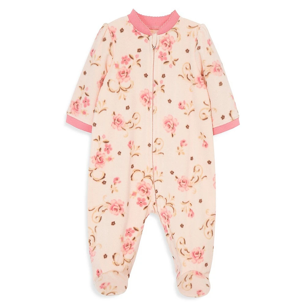 Baby Girl's Rose-Print Zip-Front Sleeper