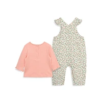 Baby's 2-Piece Ditsy Floral Overall Set