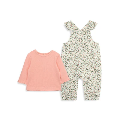 Baby's 2-Piece Ditsy Floral Overall Set