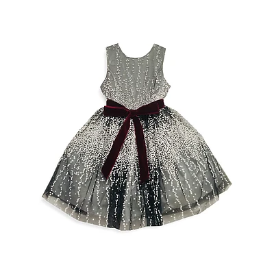 Girl's Monalisa Dot-Print Fit-&-Flare Dress