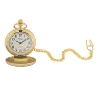 Mens Vintage Style Metal Pocket Watch With Chain, Floral Engraving, Pocketwatch Is Great For Groomsmen Gifts, Costume Jewelry, Fashion Accessories & Props