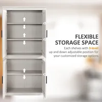 Kitchen Pantry Storage Cabinet With 4 Doors, 3 Shelves