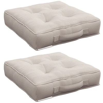 Set Of 2 Button Tufted Outdoor Chair Cushions For Garden