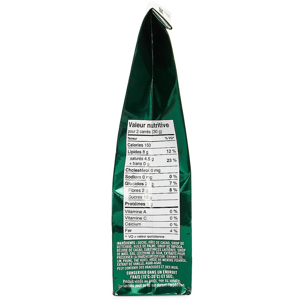 Sachet de carrés de chocolat noir à la menthe