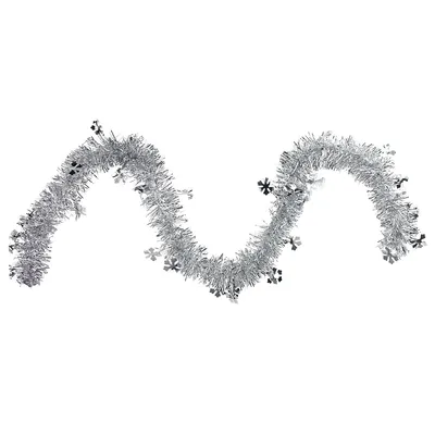 50" X 2.75' Silver Snowflakes Tinsel Artificial Christmas Garland - Unlit