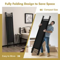 6 Ft 4-panel Folding Room Divider Freestanding Privacy Screen Steel Frame Brownblackwhite