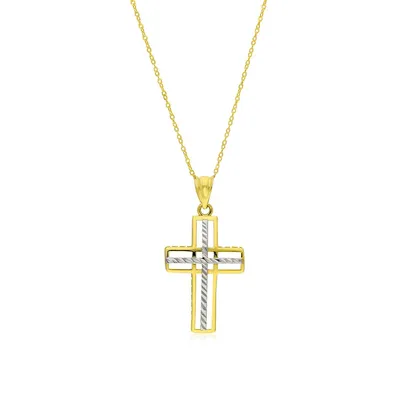 10kt 18" Tt Open Cross Pendant Yellow Necklace
