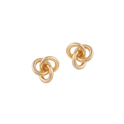 Goldtone Interlocking Circle Stud Earrings
