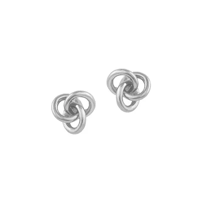 Boutons d'oreilles argentés en forme de cercle interlock