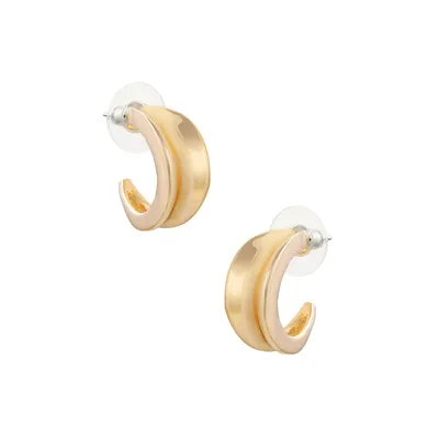 Goldtone Concave Hoop Earrings