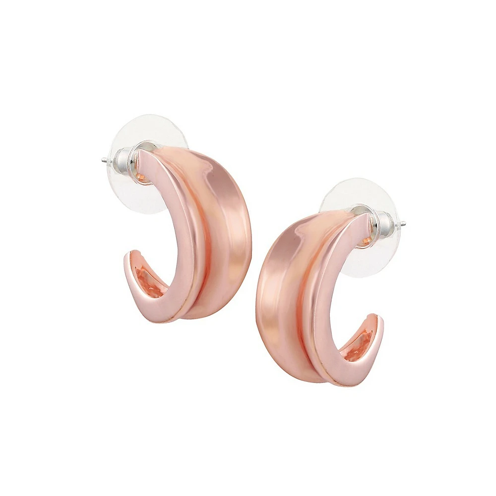 Rose Goldplated Concave Post Hoop Earrings