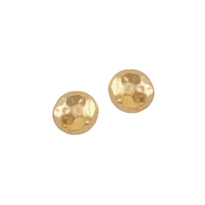 Goldtone Hammered Dome Stud Earrings