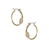 Goldtone & Crystal Knot Accent Hoop Earrings