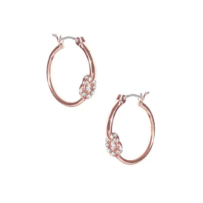 Rose Goldtone & Crystal Hoop Earrings