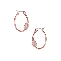 Rose Goldtone & Crystal Hoop Earrings
